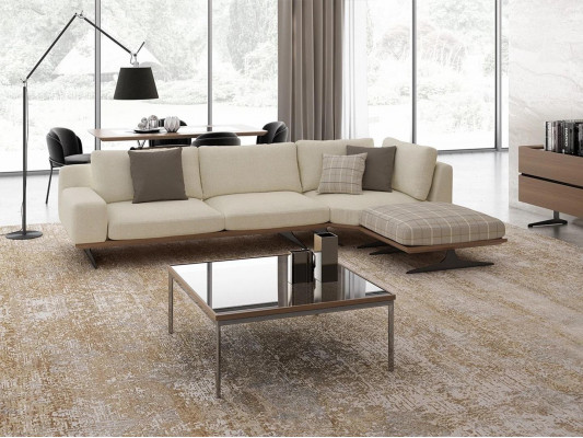 Luxe hoekbank in L-vorm, design-beklede meubelset woonkamer salontafel
