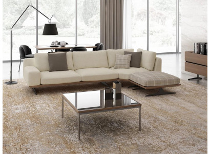 Luxe hoekbank in L-vorm, design-beklede meubelset woonkamer salontafel
