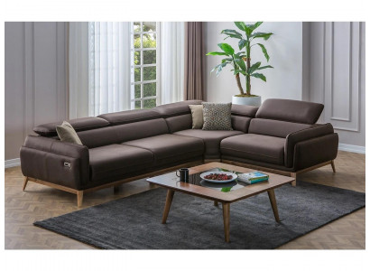 Luxe volledige woonkamer lederen hoekbank L-vorm set meubels salontafel