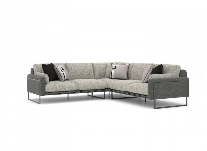 Luxe grijze bank L-vormig modern hoekbank ontwerp woonkamer textiel nieuw