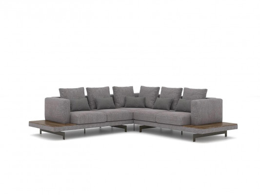 Woonkamer Grijs Textiel Bank L-vorm Designer Luxe Bankstel