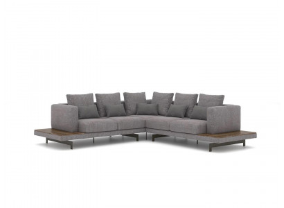 Woonkamer Grijs Textiel Bank L-vorm Designer Luxe Bankstel