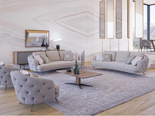 Chesterfield meubelbankstel woonkamerset 5-dlg gestoffeerde banken designfauteuil