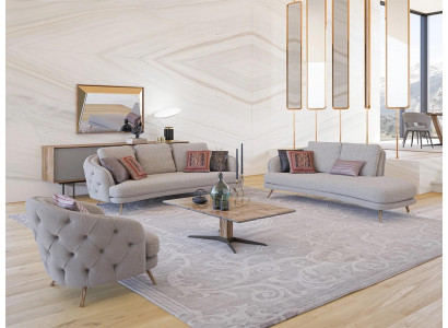 Zitkamermeubilair 4-delige set Chesterfield driepersoons bankstellen Luxe fauteuil
