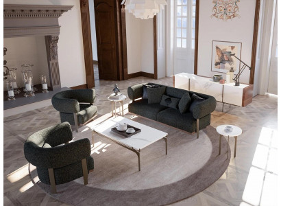 Bankstel Zwart gestoffeerd Bankstel Tweezitsbank 2x Fauteuil Luxe woonkamer