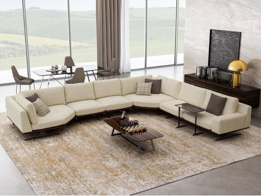 Ontwerp hoekbank L-vorm salontafel woonkamer meubilair luxe inrichting