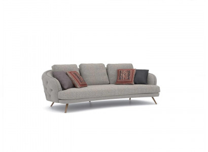 Woonkamerbank driezitter Chesterfield grijs gestoffeerd meubilair design inrichting.
