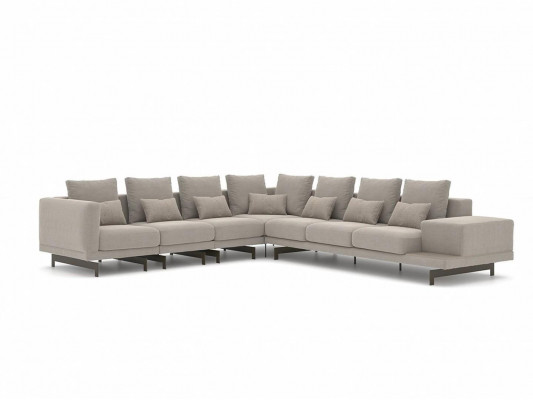 Designer Bank Bank Hoekbank L-vorm Textiel Bekleding Set Woonkamer Salontafel