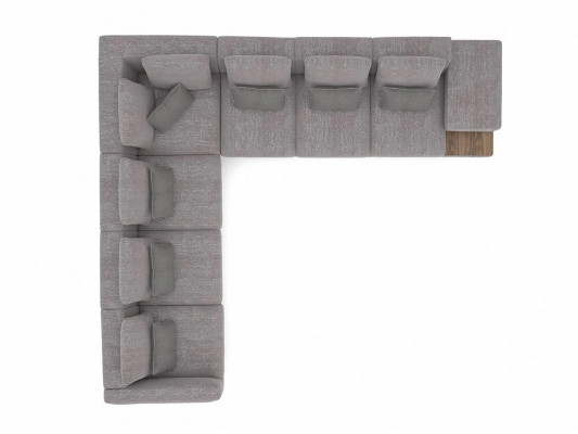 Luxe set woonkamer textiel hoekbank L-vorm hout salontafel met bijzettafel