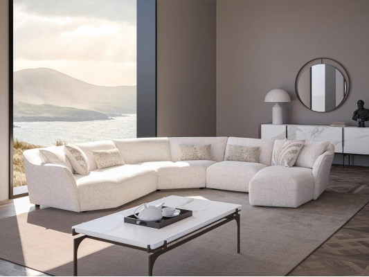 Luxe woonkamer hoekbank U-vormig set salon tafel nieuw meubilair