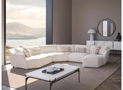 Luxe woonkamer hoekbank U-vormig set salon tafel nieuw meubilair