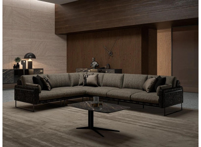 Ontwerp meubels woonkamer Bruin Hoekbank L-vorm Luxe Salontafel Inrichting Nieuw