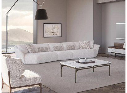 Luxe set van 2 stuks woonkamer bankstel vijfzitter textiel bankstel inrichting salontafel