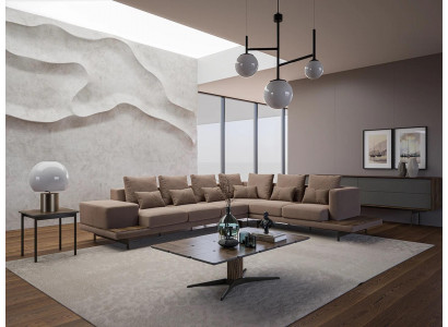 Woonkamer hoekbank L-vorm design luxe set inrichting salontafel nieuw