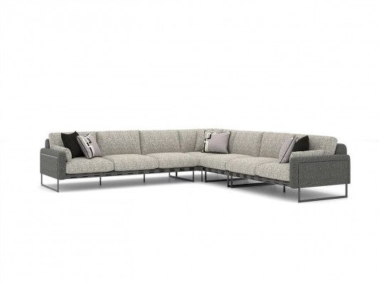 Moderne hoekbank L-vorm woonkamer luxe bank luxueus design textiel nieuw.