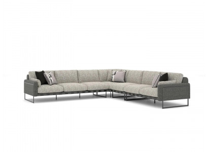 Moderne hoekbank L-vorm woonkamer luxe bank luxueus design textiel nieuw.