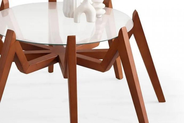 Salontafel in moderne stijl nieuwe hoogwaardige woonkamermeubelen van glas en hout.