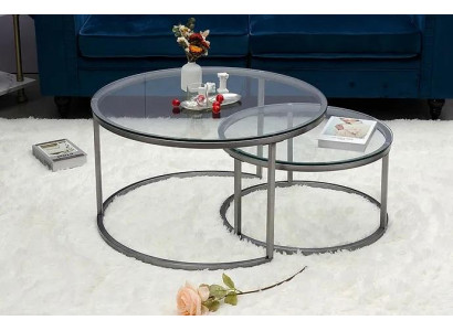 Salontafels 2-delige glazen tafelblad metalen gouden woonkamermeubels