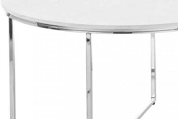 Luxe witte salontafel poten van wit metaal zilverkleurig woonkamer nieuw
