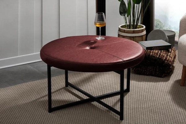 Salontafel met nieuw hoogwaardig leren tafelblad nieuw woonkamermeubilair Kastanjebruin