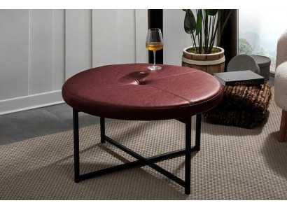 Salontafel met nieuw hoogwaardig leren tafelblad nieuw woonkamermeubilair Kastanjebruin