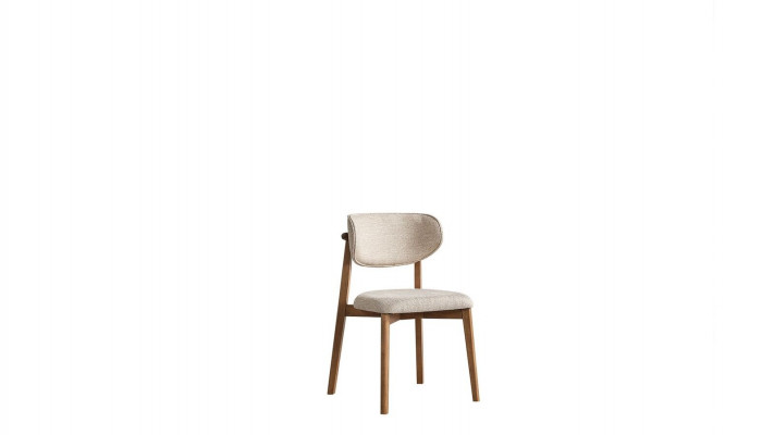 Stijlvolle comfortabele eetkamerstoel in beige van kwaliteitshout.