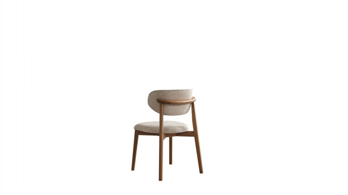 Stijlvolle comfortabele eetkamerstoel in beige van kwaliteitshout.
