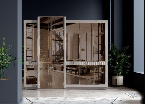 Modern slaapkamer set Bed 2x nachtkastje Kledingkast Kaptafel