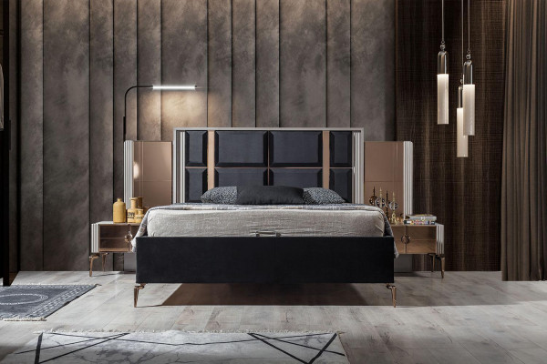 Modern slaapkamer set Bed 2x nachtkastje Kledingkast Kaptafel