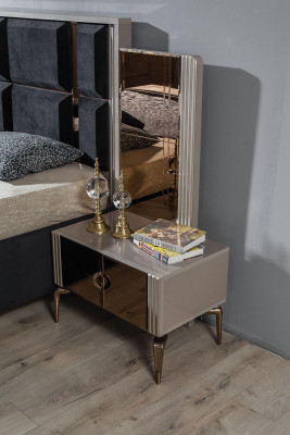 Modern slaapkamer set Bed 2x nachtkastje Kledingkast Kaptafel
