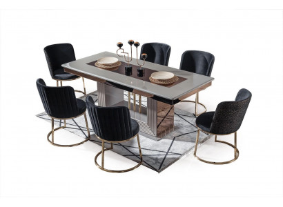Modern eetkamer set bestaat uit eettafel en 6 stoelen Stijlvol 7-delig.