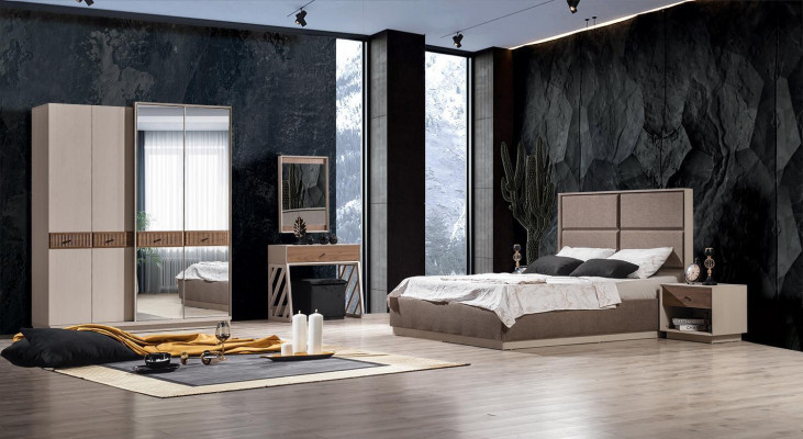 Slaapkamerset Luxe bed en nachtkastje kledingkast 3-delige meubels