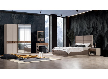 Slaapkamerset Luxe bed en nachtkastje kledingkast 3-delige meubels