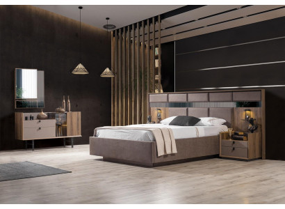 Modern slaapkamer set met perfect bed, 2 nachtkastjes en kaptafel.