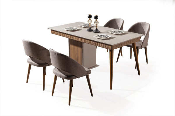 Modern eetkamer set bestaande uit eettafel 4x stoelen Noviteit 5-delig.