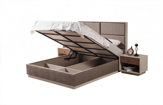Luxe slaapkamerset Elegant bed en 2 nachtkastjes Modern design.