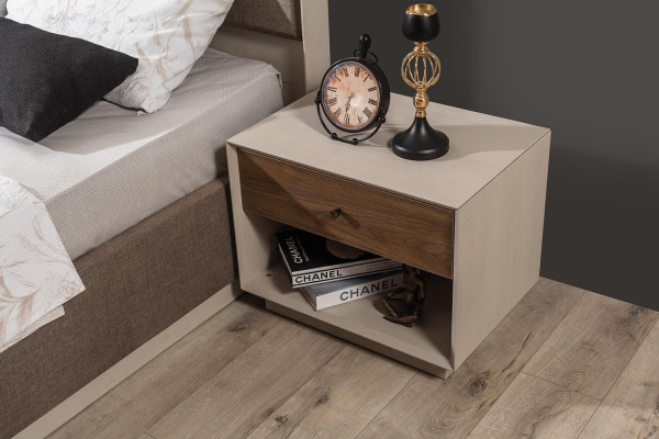 Luxe slaapkamerset Elegant bed en 2 nachtkastjes Modern design.