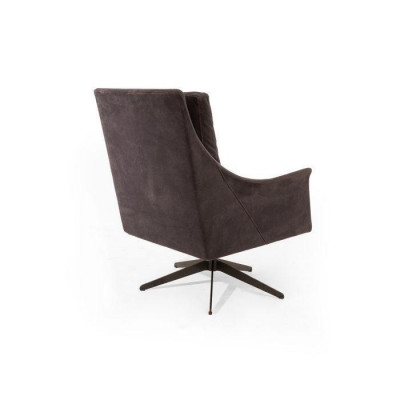 Stijlvolle functionele fauteuil met draaibare zittingsschaal en metalen frame.