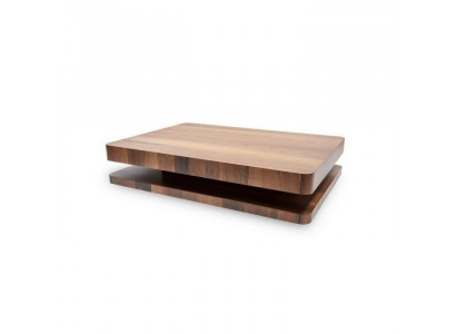 Industrieel design: Braun salontafel met houten blad voor de woonkamer.