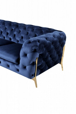 Sofa Chesterfield Bank Bekleding XXL Set Textiel 3+3 designer Banken Blauw