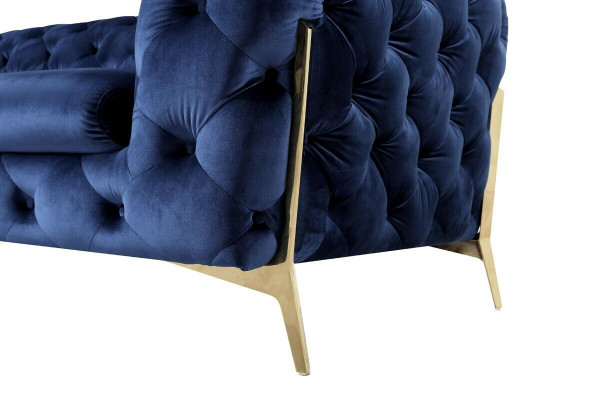 Sofa Chesterfield Bank Bekleding XXL Set Textiel 3+3 designer Banken Blauw