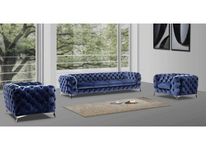Sofa Chesterfield Bank Bekleding XXL Grote Suite Stof 2+1+1 designer Banken