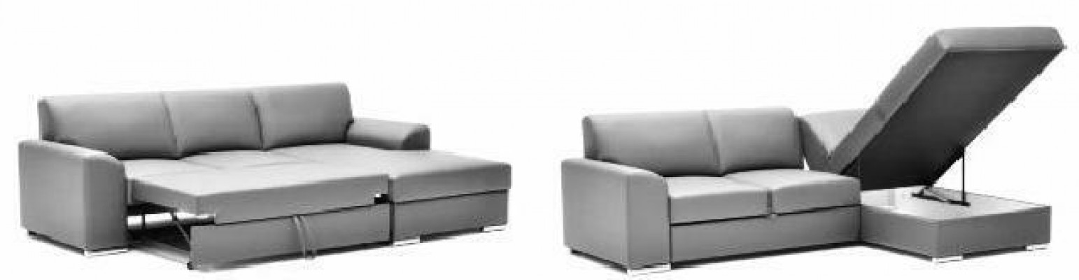 Innovatie in de woonkamer hoekbanken met stoffen bekleding en uittrekbare slaapfunctie.