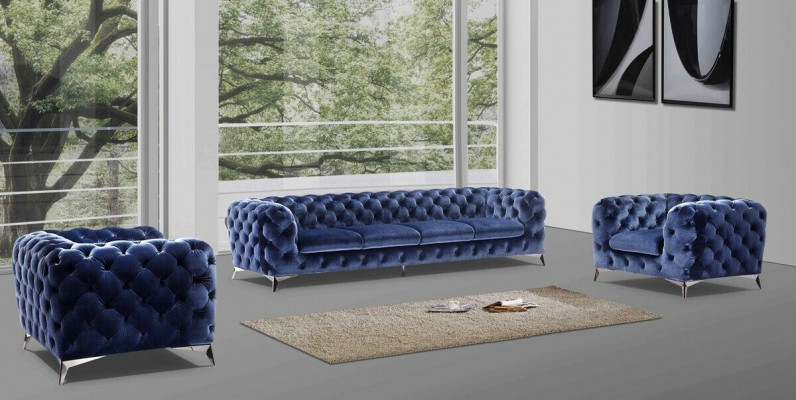 Sofa Chesterfield Bank Bekleding XXL Grote Set Stof 4+1+1 ontwerper