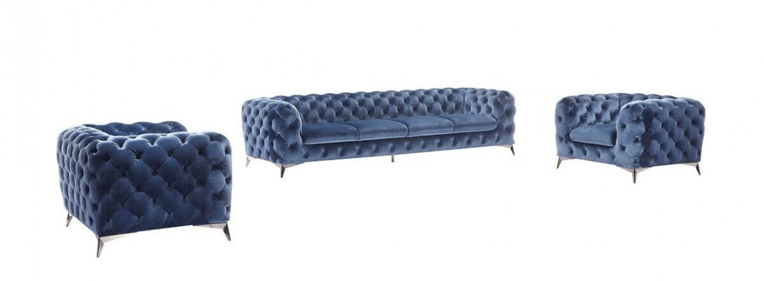 Sofa Chesterfield Bank Bekleding XXL Grote Set Stof 4+1+1 ontwerper