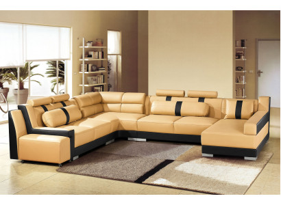 Leder bank bank Bekleding Hoek U Vorm Woonlandschap Hoekbank Sofa's
