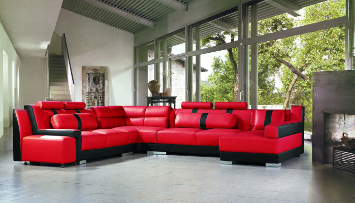 Leder bank bank Bekleding Hoek U Vorm Woonlandschap Hoekbank Sofa's