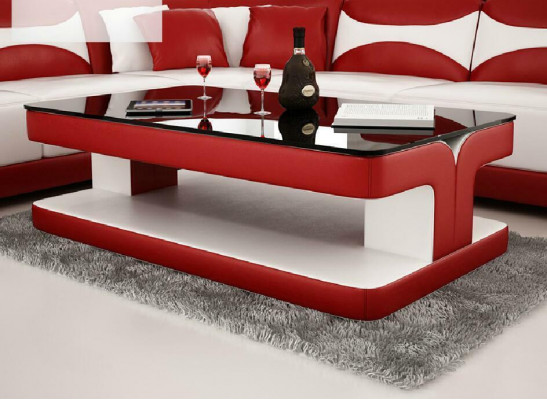 Salontafel Ontwerp Woonkamer Lederen Koffie Glas Bank Bekleding Bijzettafel