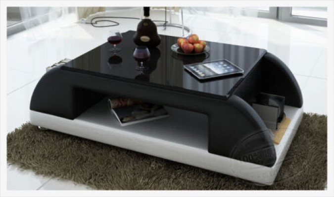 Moderne Bank Bekleding Lederen Tafel Woonkamer Bijzettafel Glazen Tafels