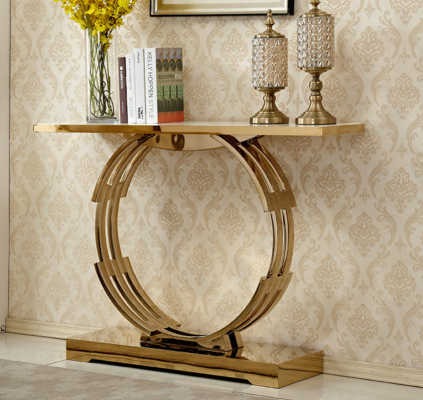 Ontwerper luxe moderne console tafel console tafel roestvrij staal metaal